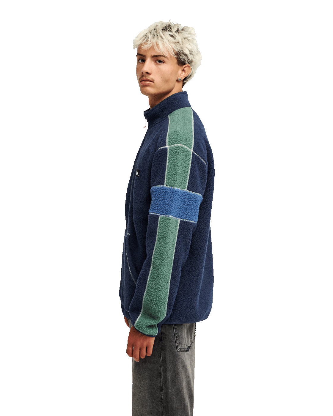 The Quiksilver Mens Clean Coast Block Zip Fleece Jacket Jacket in Dark Navy