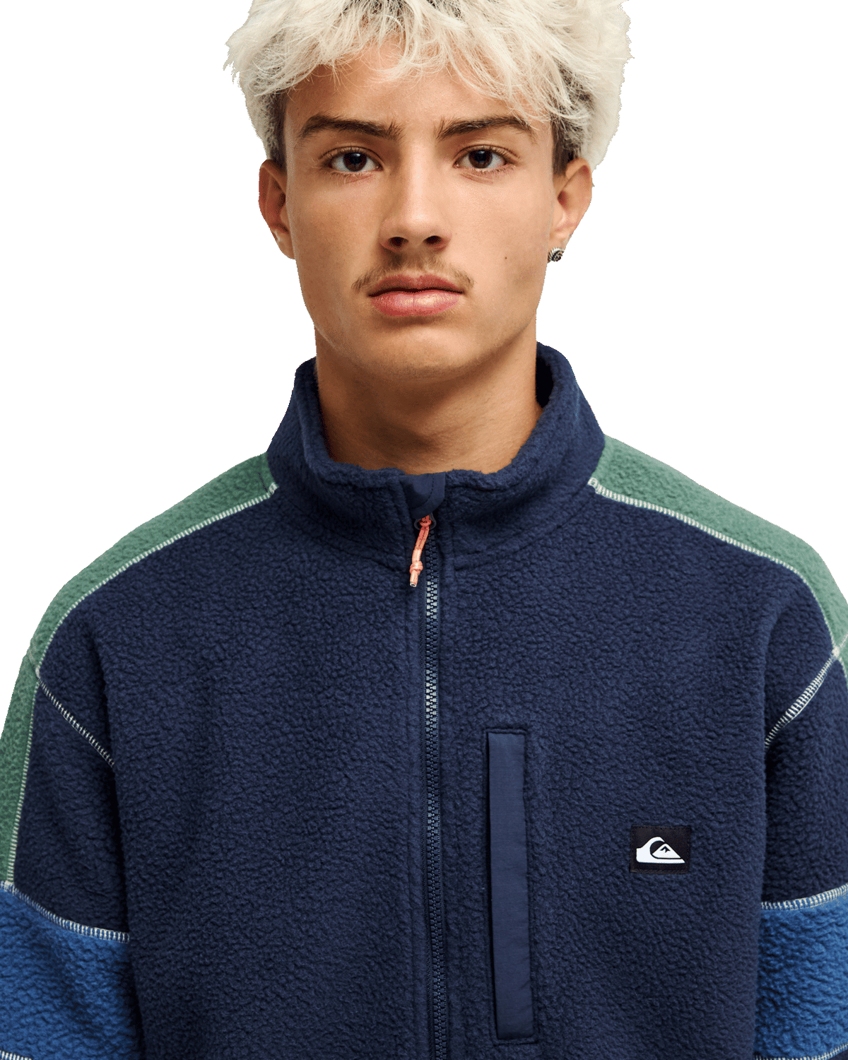 The Quiksilver Mens Clean Coast Block Zip Fleece Jacket Jacket in Dark Navy