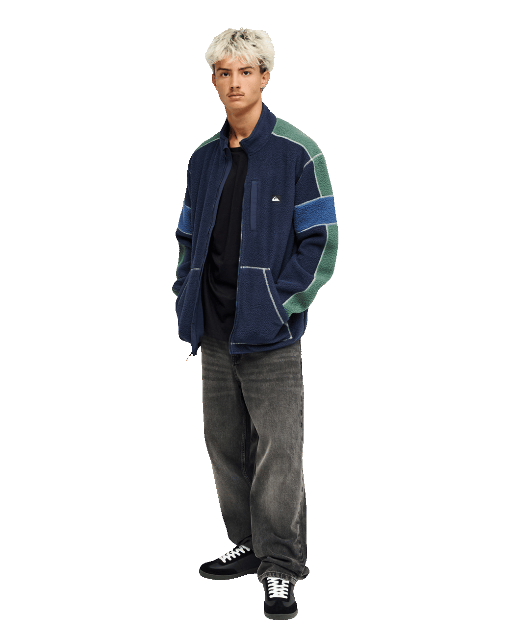 The Quiksilver Mens Clean Coast Block Zip Fleece Jacket Jacket in Dark Navy