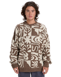 The Quiksilver Mens Hall City Jacquard Jumper in Chocolate Brown Terreau Desert