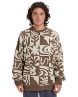 The Quiksilver Mens Hall City Jacquard Jumper in Chocolate Brown Terreau Desert
