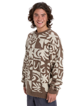 The Quiksilver Mens Hall City Jacquard Jumper in Chocolate Brown Terreau Desert