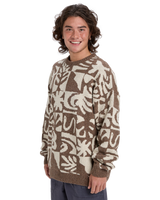 The Quiksilver Mens Hall City Jacquard Jumper in Chocolate Brown Terreau Desert