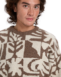 The Quiksilver Mens Hall City Jacquard Jumper in Chocolate Brown Terreau Desert