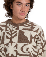 The Quiksilver Mens Hall City Jacquard Jumper in Chocolate Brown Terreau Desert