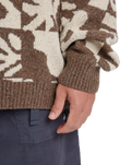 The Quiksilver Mens Hall City Jacquard Jumper in Chocolate Brown Terreau Desert