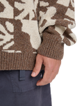 The Quiksilver Mens Hall City Jacquard Jumper in Chocolate Brown Terreau Desert