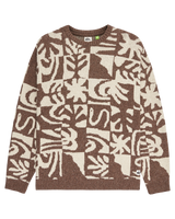 The Quiksilver Mens Hall City Jacquard Jumper in Chocolate Brown Terreau Desert