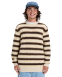 The Quiksilver Mens Lagos Stripe Jumper in Chocolate Brown Stripes