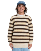 The Quiksilver Mens Lagos Stripe Jumper in Chocolate Brown Stripes