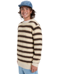 The Quiksilver Mens Lagos Stripe Jumper in Chocolate Brown Stripes