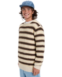 The Quiksilver Mens Lagos Stripe Jumper in Chocolate Brown Stripes