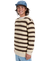 The Quiksilver Mens Lagos Stripe Jumper in Chocolate Brown Stripes
