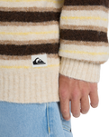 The Quiksilver Mens Lagos Stripe Jumper in Chocolate Brown Stripes
