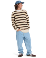 The Quiksilver Mens Lagos Stripe Jumper in Chocolate Brown Stripes