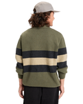 The Quiksilver Mens Cooper Polo Sweatshirt in Loden Green Rugby Polo Stripe