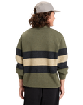 The Quiksilver Mens Cooper Polo Sweatshirt in Loden Green Rugby Polo Stripe