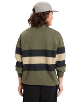 The Quiksilver Mens Cooper Polo Sweatshirt in Loden Green Rugby Polo Stripe