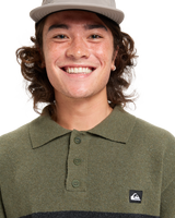 The Quiksilver Mens Cooper Polo Sweatshirt in Loden Green Rugby Polo Stripe