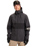 The Quiksilver Mens High In The Hood Technical Snow Jacket in True Black