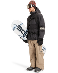 The Quiksilver Mens High In The Hood Technical Snow Jacket in True Black