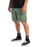 The Quiksilver Mens Taxer Cord Walkshorts in Chinois Green