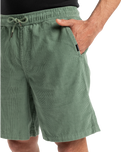 The Quiksilver Mens Taxer Cord Walkshorts in Chinois Green