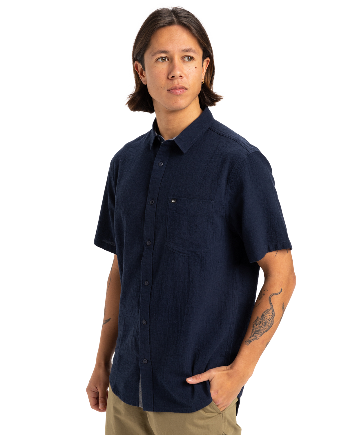 The Quiksilver Mens Time Box Shirt in Dark Navy
