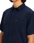 The Quiksilver Mens Time Box Shirt in Dark Navy