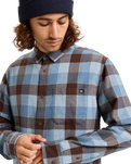 The Quiksilver Mens Motherfly Plaid Shirt in China Blue Motherfly Check