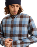 The Quiksilver Mens Motherfly Plaid Shirt in China Blue Motherfly Check