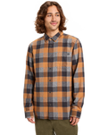 The Quiksilver Mens Motherfly Plaid Shirt in Almond Motherfly Check