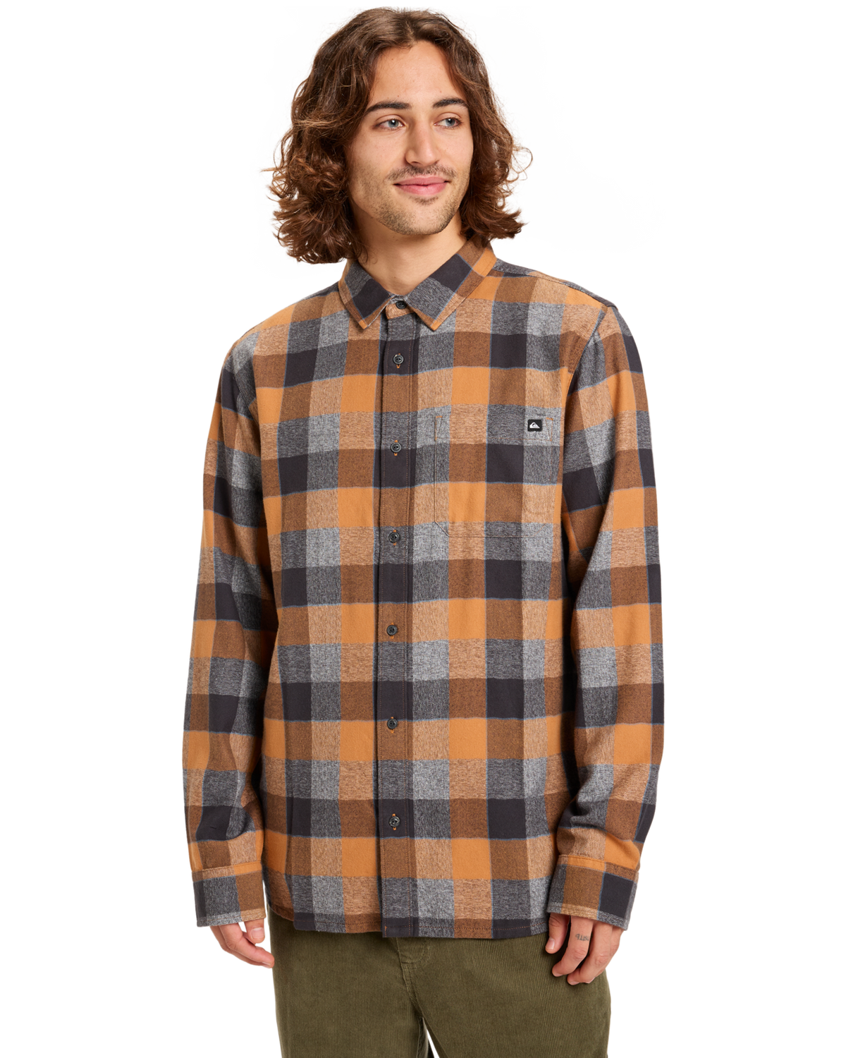 The Quiksilver Mens Motherfly Plaid Shirt in Almond Motherfly Check