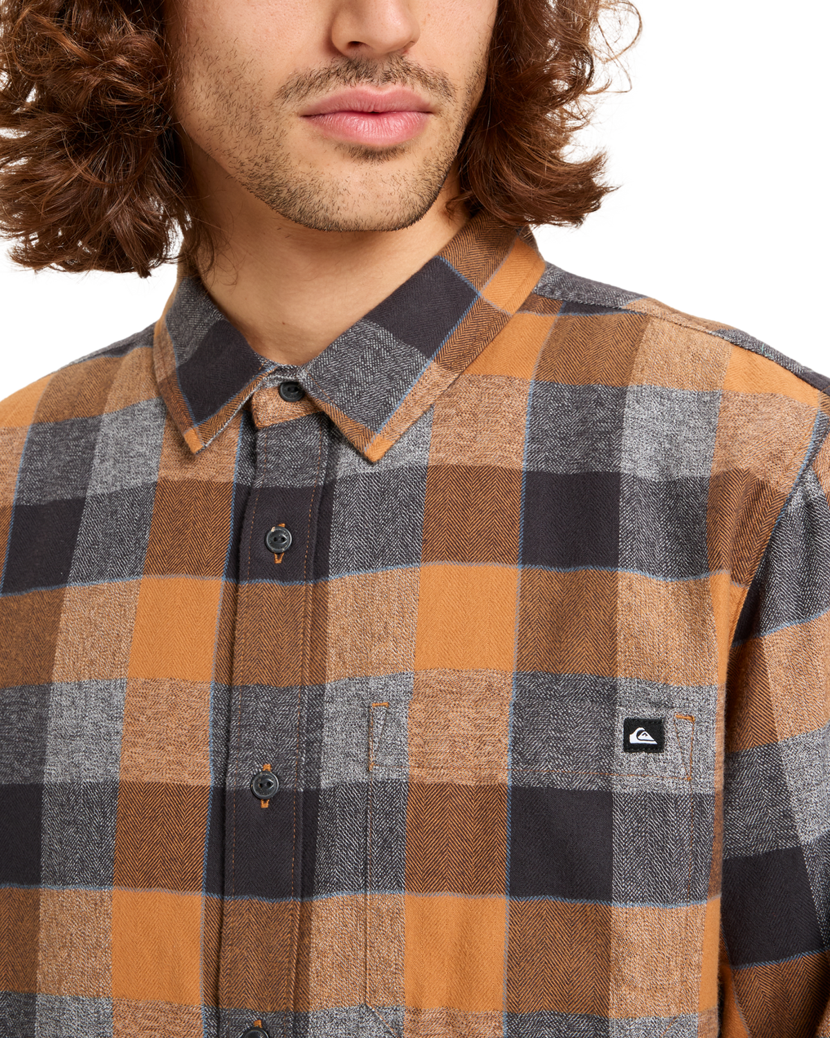 The Quiksilver Mens Motherfly Plaid Shirt in Almond Motherfly Check