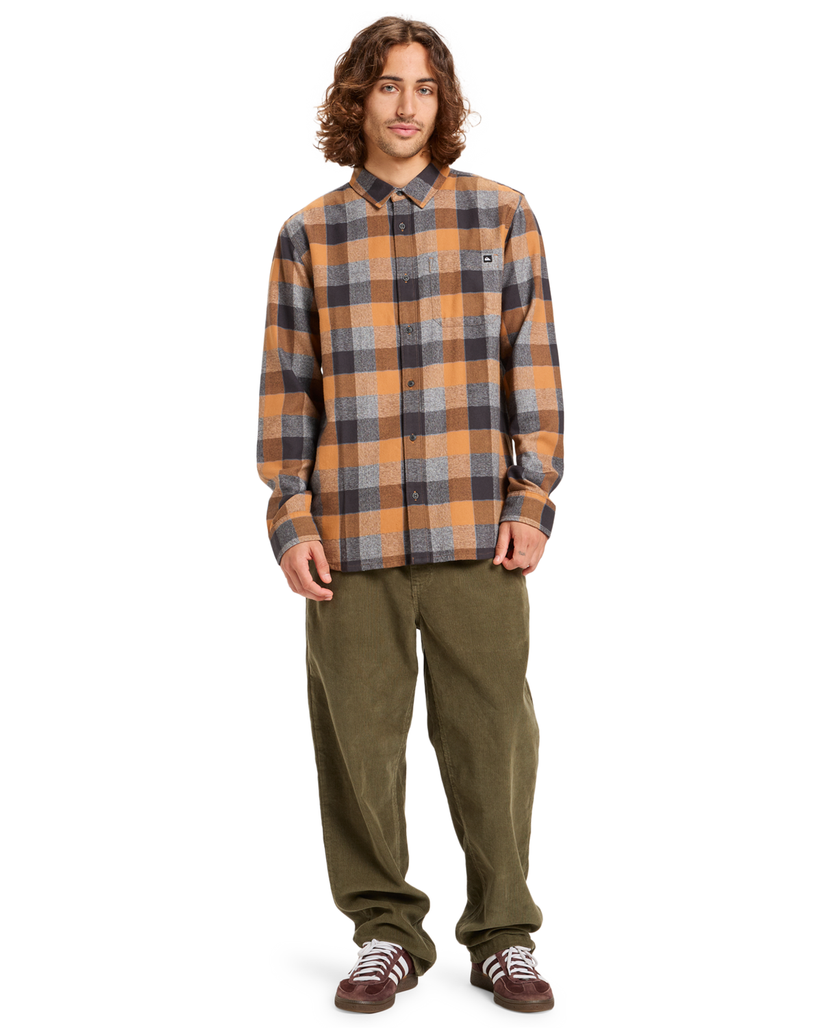 The Quiksilver Mens Motherfly Plaid Shirt in Almond Motherfly Check
