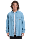 The Quiksilver Mens Bozeman Denim Shirt in Flint Stone