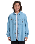 The Quiksilver Mens Bozeman Denim Shirt in Flint Stone