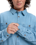The Quiksilver Mens Bozeman Denim Shirt in Flint Stone