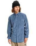 The Quiksilver Mens Smoke Trail Corduroy Shirt in China Blue