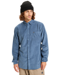 The Quiksilver Mens Smoke Trail Corduroy Shirt in China Blue