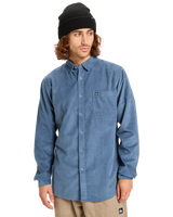 The Quiksilver Mens Smoke Trail Corduroy Shirt in China Blue