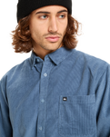 The Quiksilver Mens Smoke Trail Corduroy Shirt in China Blue