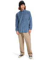 The Quiksilver Mens Smoke Trail Corduroy Shirt in China Blue