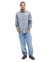 The Quiksilver Mens Motherfly Heather Shirt in Dark Navy Heather
