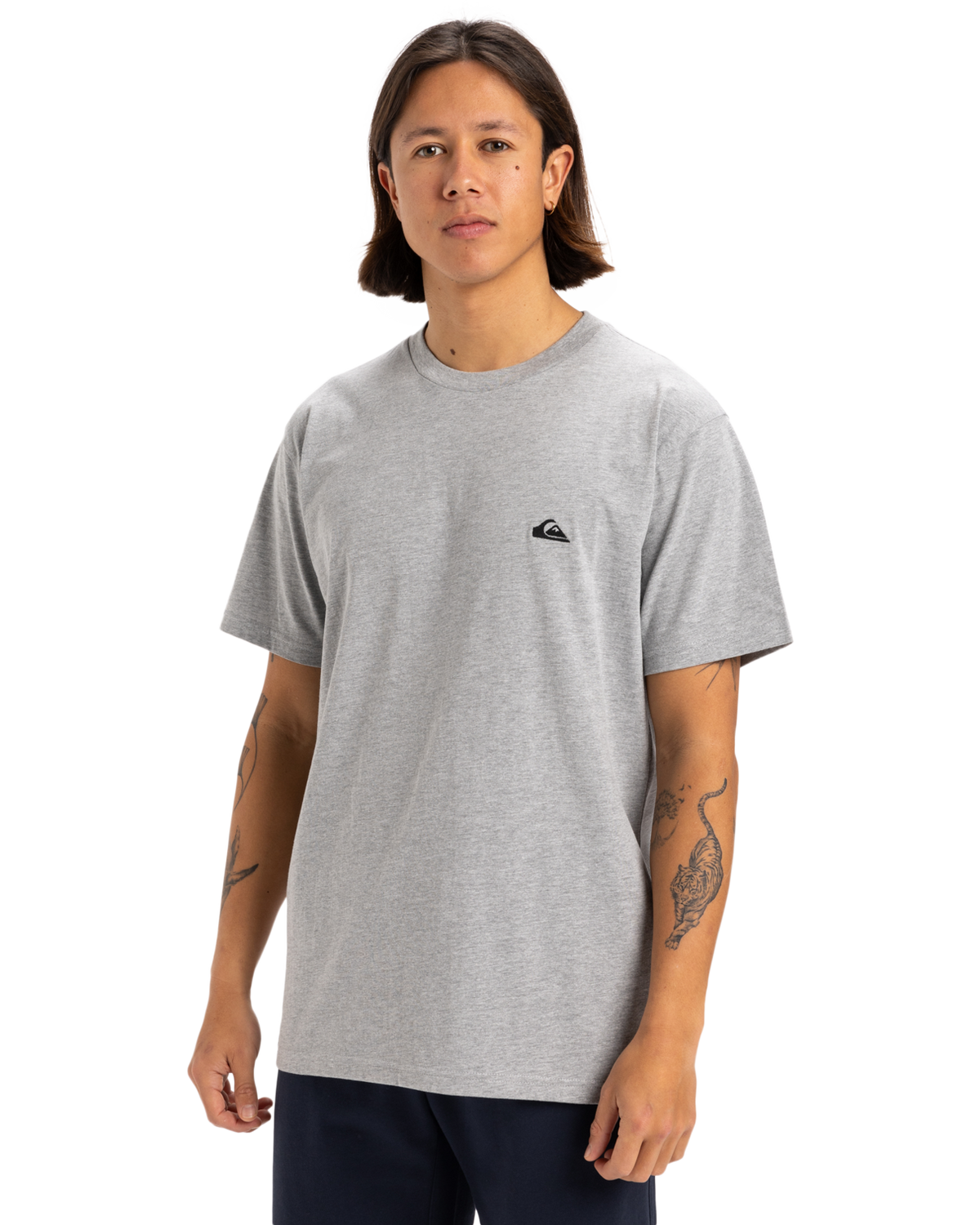 The Quiksilver Mens Basic T-Shirt in Light Grey Heather