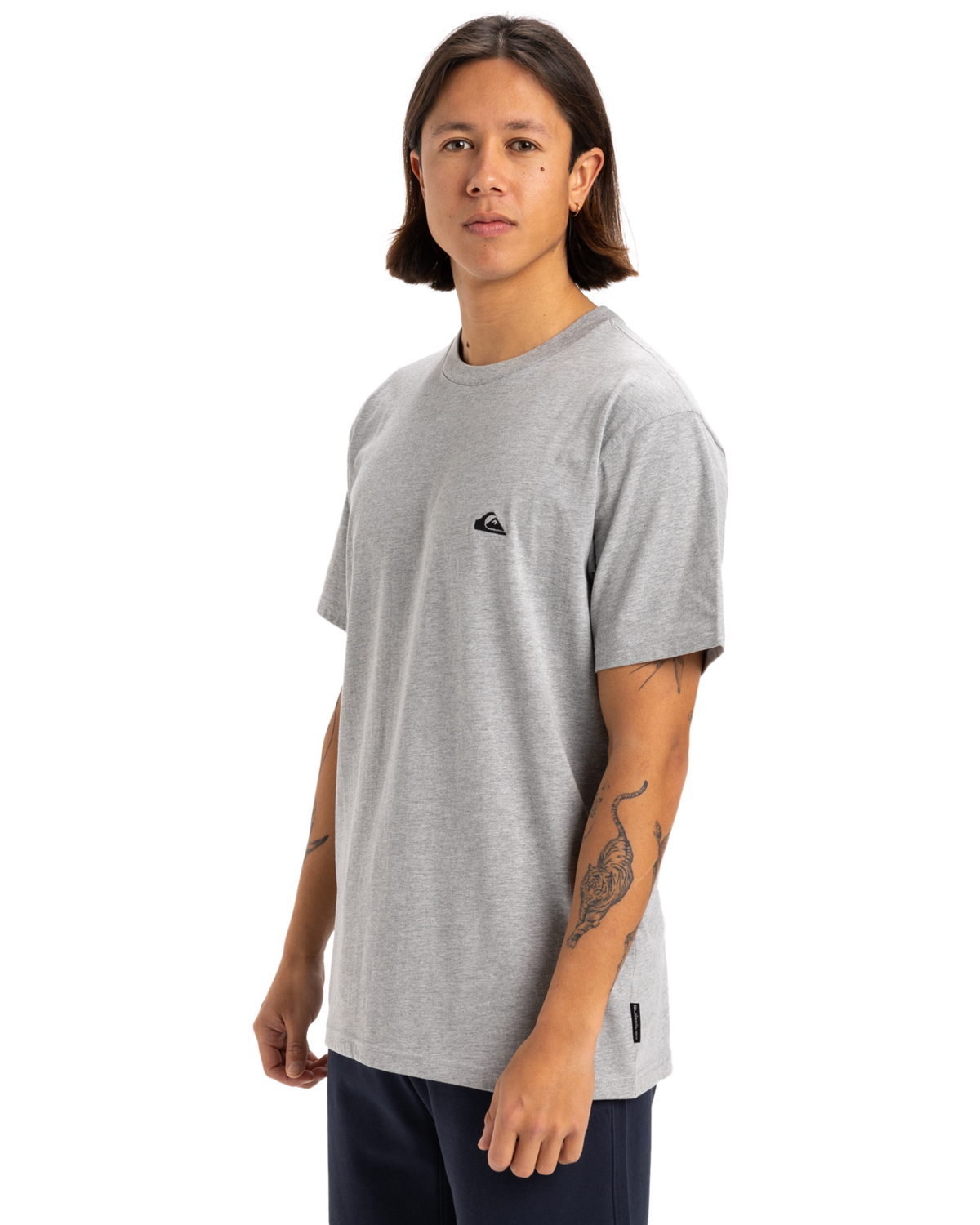 The Quiksilver Mens Basic T-Shirt in Light Grey Heather