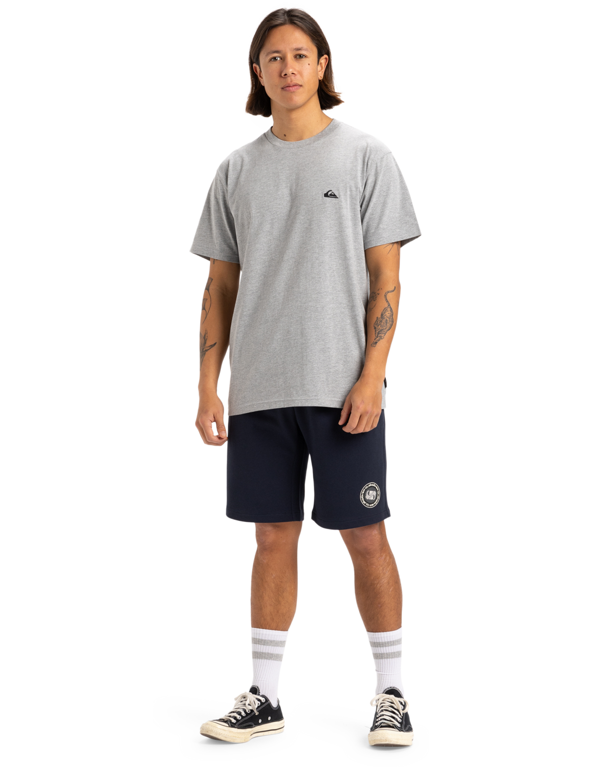 The Quiksilver Mens Basic T-Shirt in Light Grey Heather