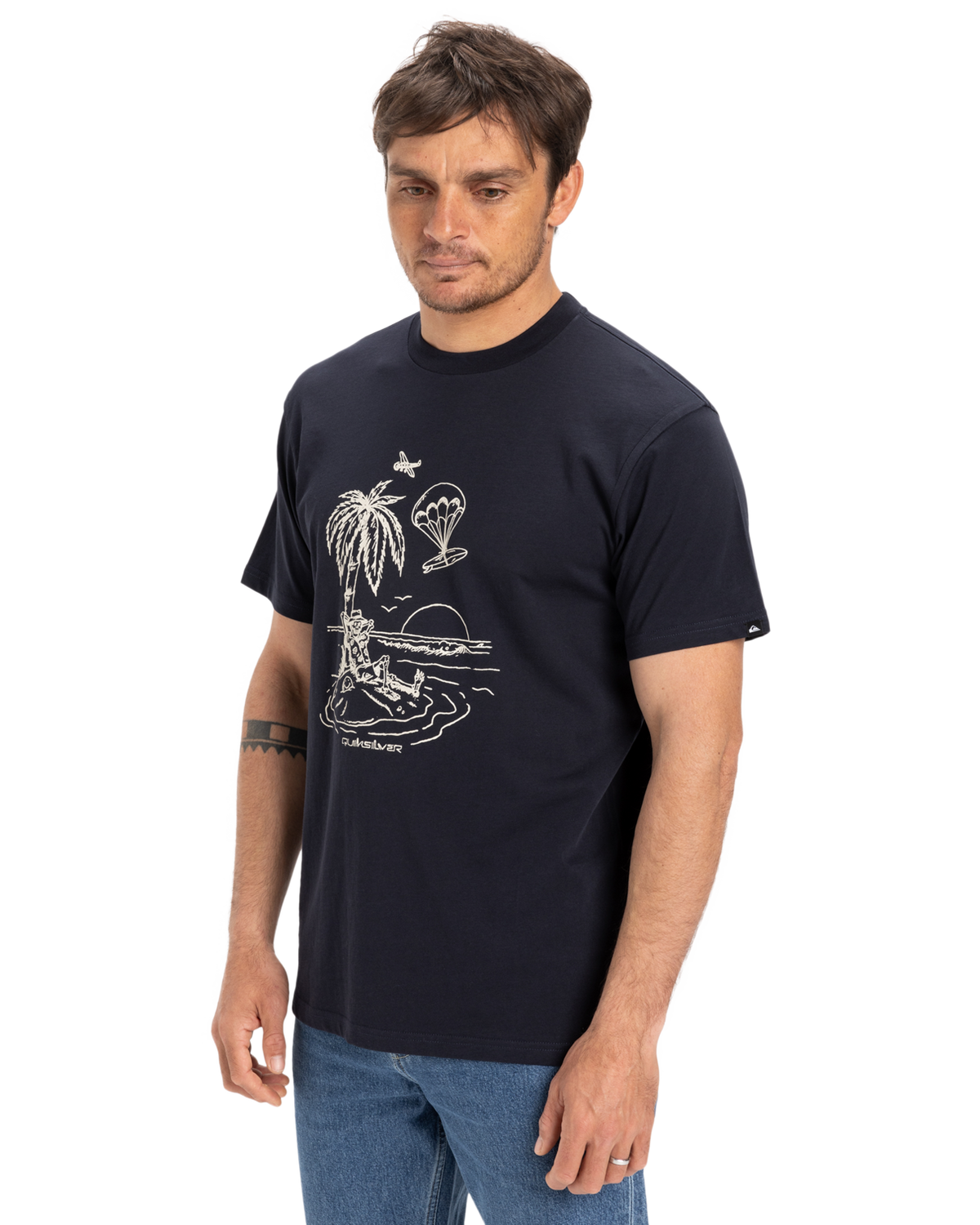 The Quiksilver Mens EV Tuned Out T-Shirt in Dark Navy