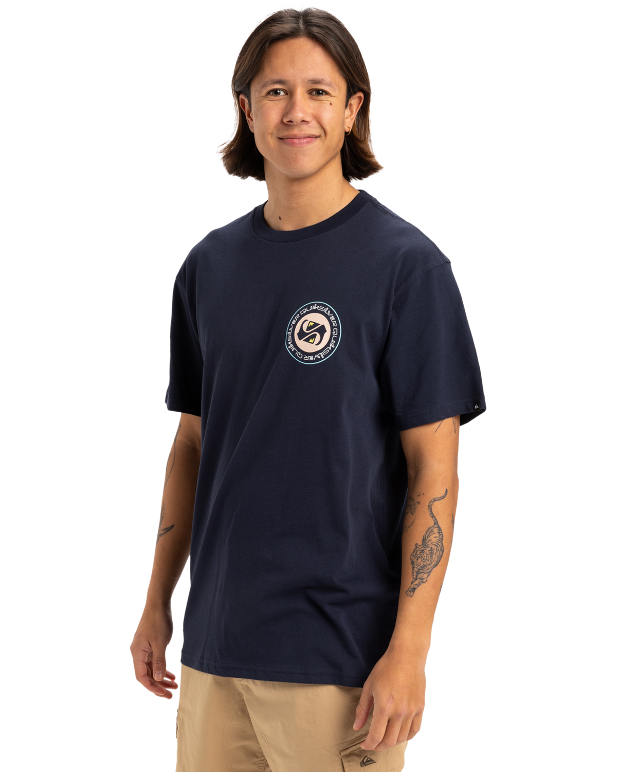 The Quiksilver Mens Circle Back T-Shirt in Dark Navy