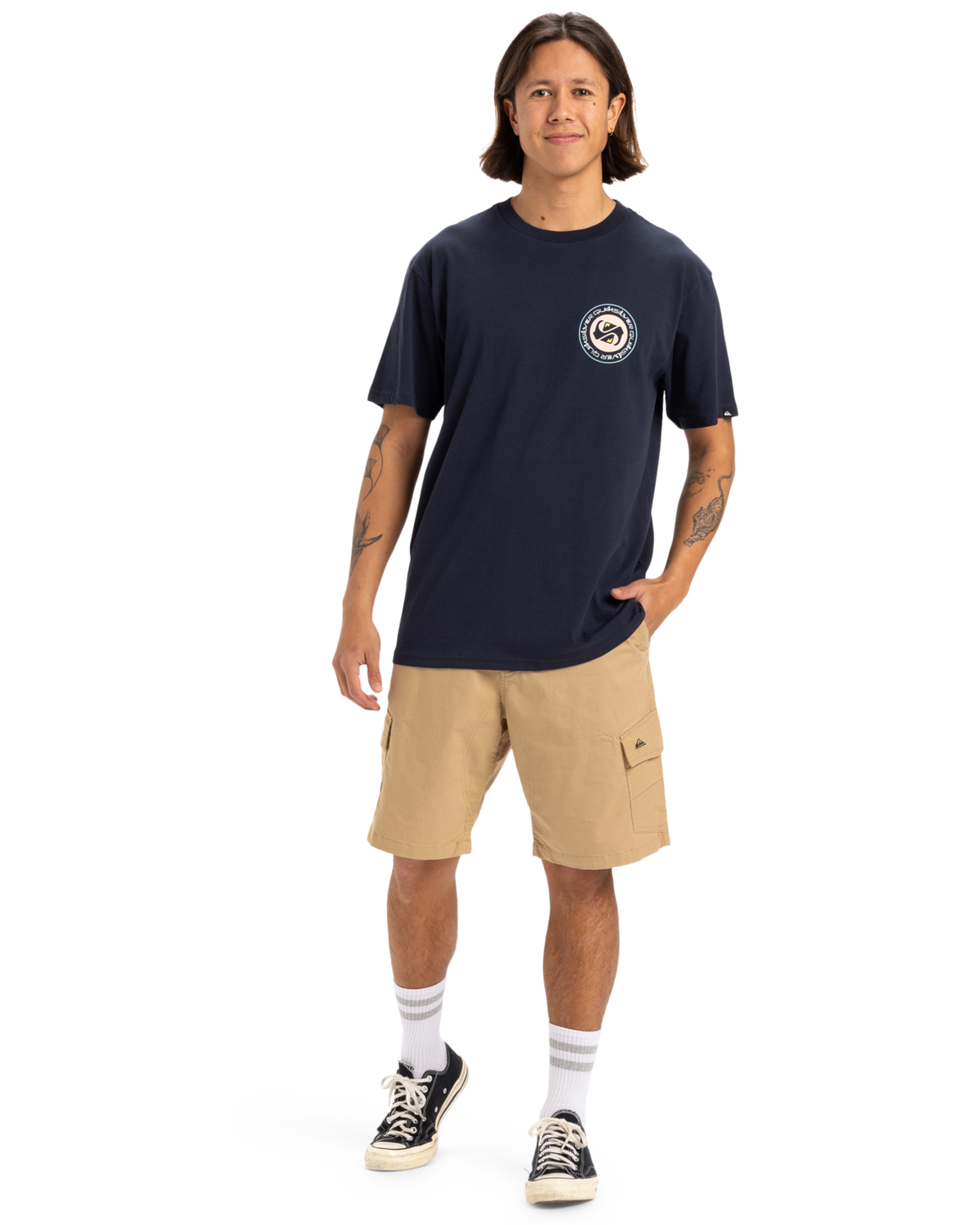 The Quiksilver Mens Circle Back T-Shirt in Dark Navy